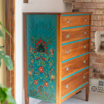 Maple Tallboy, floral mural